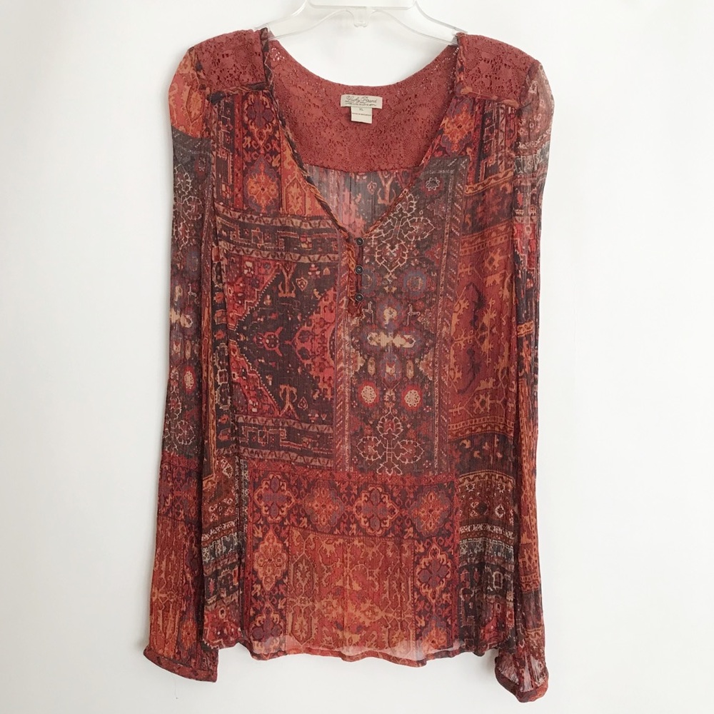 Lucky Brand Sheer Long Sleeve top -  XL